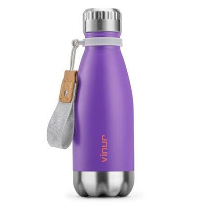 Kids Water Bottle-9 oz Leak Proof Insulated Water Bottle with Carry Rope - color: Purple, size: 9 Ounces