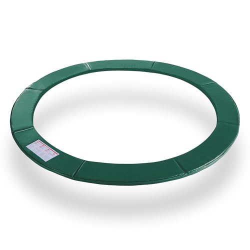 Exacme Trampoline Pad Replacement 16 15 14 13 12 10 8 Foot, Waterproof Safety Spring Cover Round Frame Pad, No Hole for Pole - color: Green, size: Fit 8FT Frame Only, style: Without Opening Design