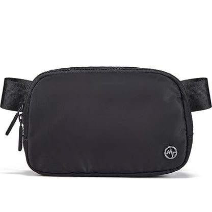 Pander Two Way Zipper Fanny Pack Nylon Everywhere Belt Bag for Women, Water Repellent Waist Packs, Crossbody Bags with Adjustable Strap (Black). - color: Black