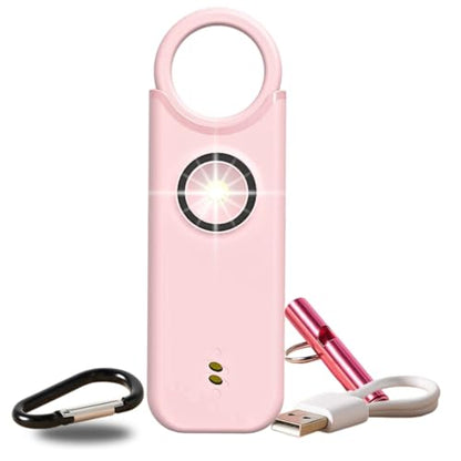 VOLTEK Personal Safety Alarm + Whistle Set for Women - Extra Loud (135 dB), LED Strobe Light, USB-C Rechargeable, Alert for Doors, Windows - Compact & Lightweight - Carabiner Included (Pink) - color: Pink