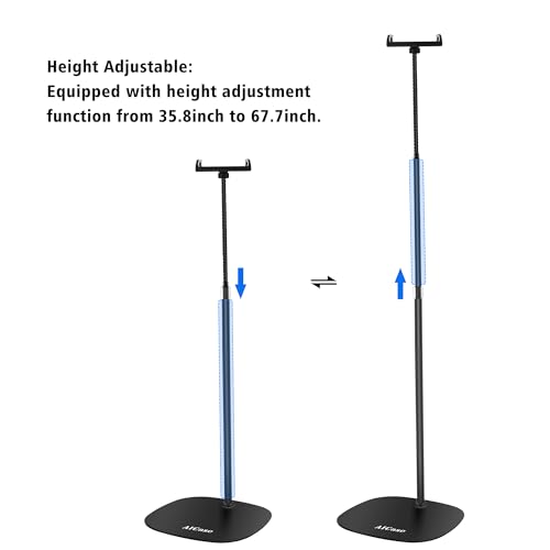 AICase Aluminium Adjustable Height Adjustable (91 cm - 137 cm) & 2.2 kg Stable Base with Gooseneck Compatible with iPad/Tablet from 4.6-13 Inches/Mobile Phone Holder Holder Floor Stand
