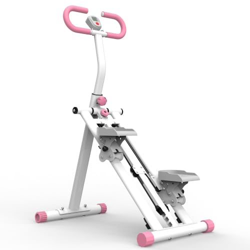 Stair Stepper Machine with Handlebar, Foldable Step Machine for Exercise at Home, Adjustable Height Cardio Workout Equipment with LCD Monitor, Compact Fitness Stepper for Full Body Workout