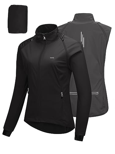 33,000ft Women's Zip Up Lightweight Athletic Workout Yoga Cycling Track Running Jacket Waterproof Windproof Reflective - color: Black, size: XX-Large
