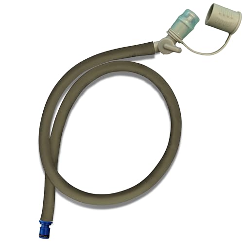 Hydration Bladder Tube Replacement - Universal Insulated Drink Hose fits CamelBak, Osprey, Source, USGI Tactical Packs - 36" Water Reservoir Hose with Bite Valve, Cover & Quick Release Connector - color: Ranger Green