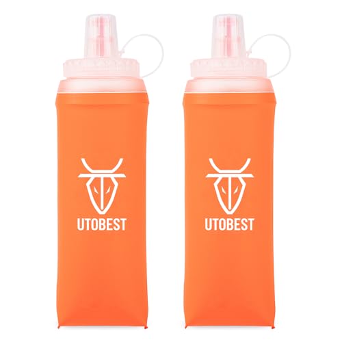 UTOBEST Soft Flask 500ml*2, Collapsible Hydration Water Bottle - color: Orange-500ml*2-40mm
