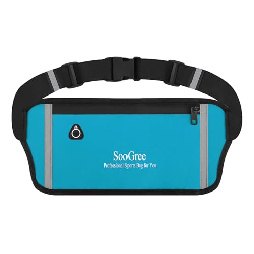 SooGree Running Belt Fanny Pack Running Waist Pack for Women Men Crossbody Bags Slim Reflective Runner Pouch Belt Cell Phone Holder Sport Waist Pack Adjustable Strap Gym Marathon - color: Blue, style: 1190