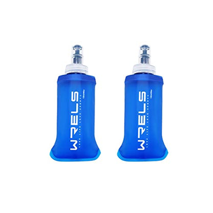 WRELS TPU Soft Flask Lightweight Portable Reusable Water Bottle,BPA Free Collapsible Flask for Hydration Pack in Running Hiking Cycling and Marathon - color: 150ml/5.07oz-2 Pack-Dark Blue