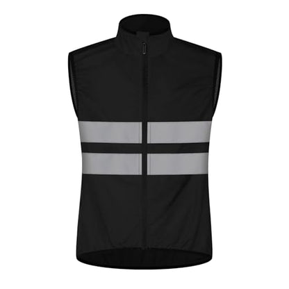 Cycling Vest for Men, Reflective High Visibility Bike Vest, Lightweight Packable Gilet, Full Zip Sleeveless Pocket - color: Black, size: Small