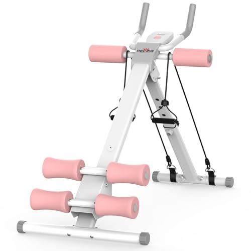RELIFE REBUILD YOUR LIFE AB Workout Machine Adjustable Ab Trainer Machine - color: Pink