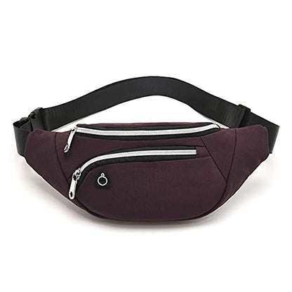 Waist Pack Bag for Men&Women - Fanny Pack for Workout Traveling Running. - color: (With headphone hole)Dark Red