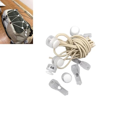 4 Set Backpack Extension Bungee Cord with Mount Buckles Elastic Shock Cord Net Pocket for Hiking Backpack Travel Backpack Laptop Backpack Helmet Balls Shoes Tent Towel Camping Gear Water Bottle
