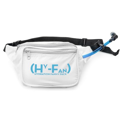 HY-FAN Hydration Fanny Pack with Bladder, 17oz BPA-Free, Hands-Free Design, Secure Pockets, Ideal for Athletic Outdoor Activities, Travel and More - White - color: White