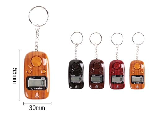 Anlising Handheld Electrical Digital Counter, 4 Pieces Portable Finger Counter, Digital Finger Counter with Led Light and Keychain, for Stress Relief, Prayer, Relaxation