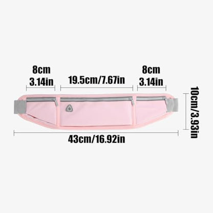 Slim phone Running Belt，Zipper Waterproof Waist Pack, Running Gear Accessories with 3 Pockets, Walking Cycling Camping Gym Light (Blue)