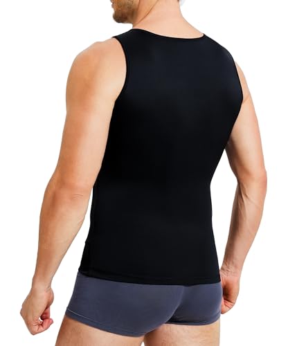 TAILONG Compression Shirt Men Shapewear Slimming Body Shaper Vest Compression Tank Top Undershirt - color: Black, size: XX-Large