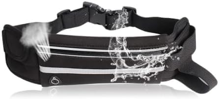 Men Women Running Belt Waist Pack Waterproof Jogging Waist Bag Adjustable Sports Workout Reflective Fanny Pack Runners Belt (Black) - color: Black