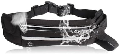 Men Women Running Belt Waist Pack Waterproof Jogging Waist Bag Adjustable Sports Workout Reflective Fanny Pack Runners Belt (Black) - color: Black