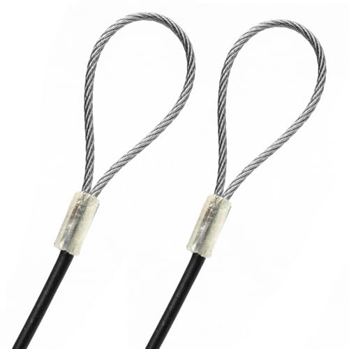 2ft Made to Order in USA Tether Cable with Two End Loops Galvanized Steel Wire Rope 1/16" Vinyl Coated to 1/8", Aluminum Sleeves (2 feet, Black) - color: Black, size: 2ft