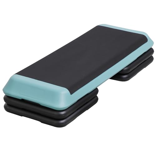 43 Inch Aerobic Stepper Adjustable Exercise Workout Step Platform Bench with 4 Risers 4" - 6" - 8" Height for Home Gym Fitness Training High Step Aerobics Platform - color: Green