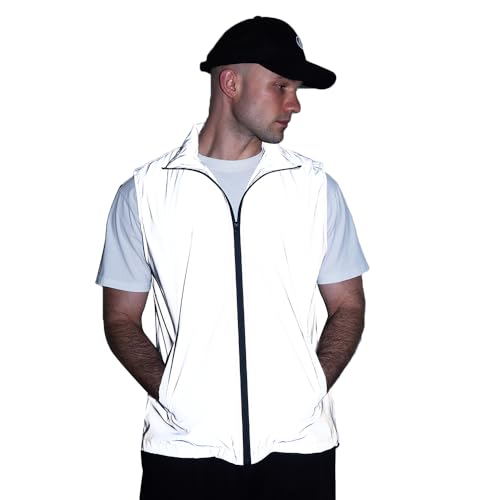 Men's Four Seasons Can Be Used for Outdoor Night Running, Cycling, Night Shiny Vest Couple Sleeveless Jacket - size: Medium