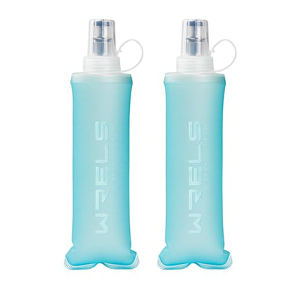 Soft Flasks Running Water Flask Folding Soft Water Bottles Small for Outdoor Sports Hiking Hydration Pack 5oz/8oz/17oz(SKY BLUE,8oz*2) - color: Green, style: 250ml/8oz-2 Pack