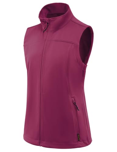 baleaf Women's Lightweight Running Vest Sleeveless Softshell Jacket - color: Rouge, size: Large