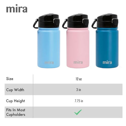 MIRA 12 oz Water Bottle with Spout Lid – Small Portable Vacuum Insulated Stainless Steel Thermo Flask for Travel, Hiking, Gym - Rose Pink - color: Rose Pink