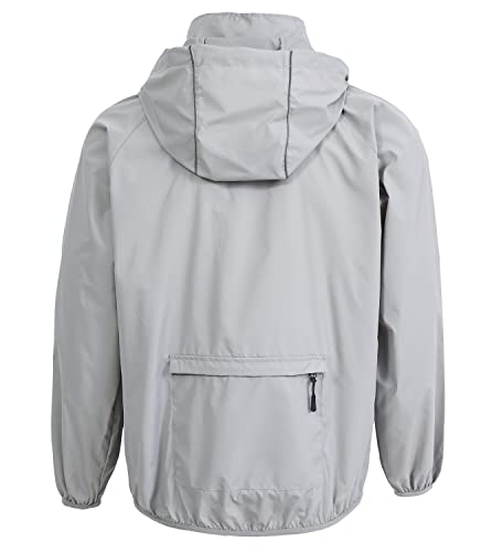 Men's Lightweight Waterproof Jacket Packable Windbreaker - color: Light Grey, size: 3X-Large