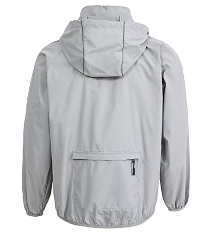 Men's Lightweight Waterproof Jacket Packable Windbreaker - color: Light Grey, size: 3X-Large