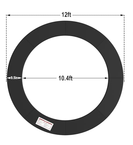LANGXUN Universal Trampoline Repalcement Safety Pad, 8ft 10ft 12ft 14ft 15ft 16ft Waterproof Surround Spring Foam Cover for Round Frame - color: Black, size: 12ft
