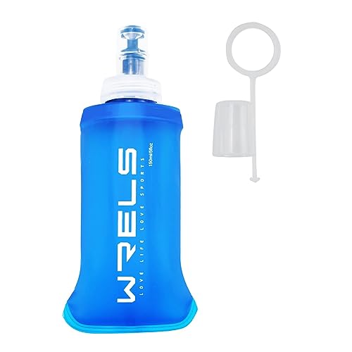 WRELS Soft Running Water Flask Soft Flasks Collapsible Soft Water Bottles Small BPA-Free for Sports Hiking Hydration Pack 5oz/8oz/17oz(BLUE,5oz) - color: Blue, style: 150ml/5oz