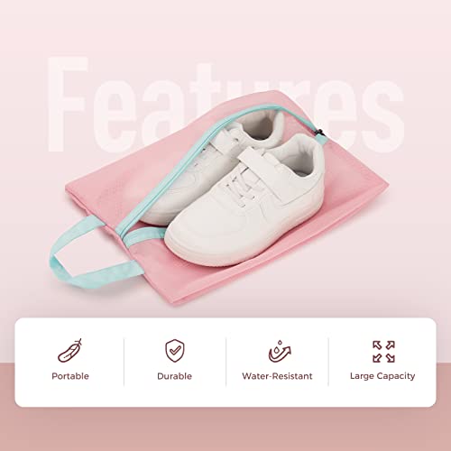 pack all Kids Shoe Bag for Travel, Water-Resistant Shoe Pouch for Sports - color: Pink