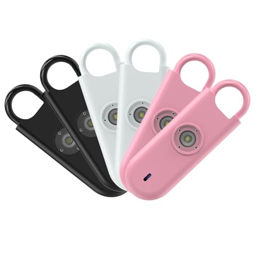 Fauxomor 140dB Personal Safety Alarm for Women 6pack Self Defense Keychain - color: 2White+2Pink+2Black