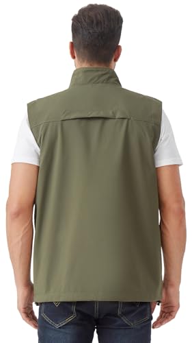 Men's Lightweight Outerwear Vest Softshell Sleeveless Jacket - color: Green, size: Small