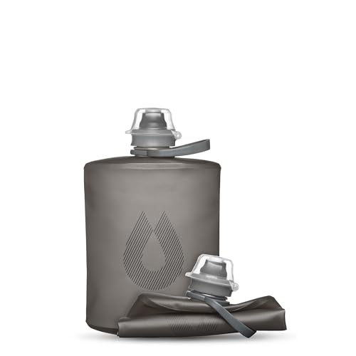 HydraPak Stow Collapsible Water Bottle – 500ml – Ultralight, Leak-Proof, BPA-Free, Filter Compatible Travel & Hiking Flask - Mammoth Grey - color: Mammoth Grey, style: 17oz/500ml