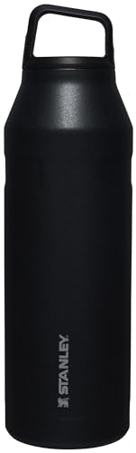 Stanley IceFlow Cap and Carry Water Bottle | Wide Mouth Twist Lid | Lightweight & Leakproof for Travel & Sports | Insulated Stainless Steel | BPA-Free - color: Black Glimmer, style: 50 Oz