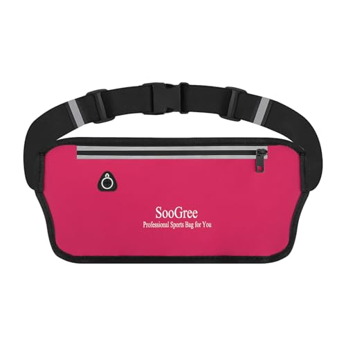 SooGree Running Belt Fanny Pack for Women Men Waterproof Waist Pack Runners Bag Slim Money belt Phone Holder for Sports Hiking Traveling Adjustable Strap Workout Pouch Lightweight Walking Jogging - color: Red, style: 1188