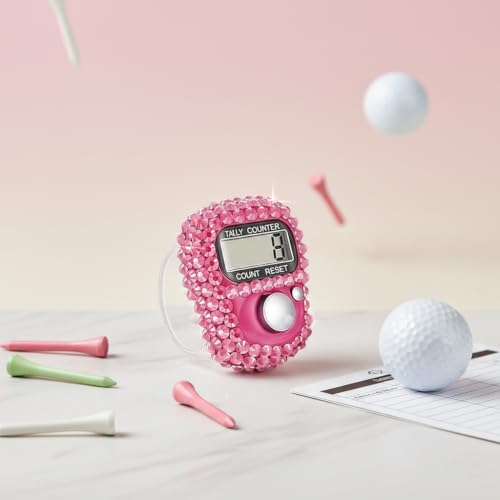 Electronic Finger Tally Counter Clicker Counter,Convenient Portable Digital Display Tally Counter,Resettable Mini Lap Counter for Golf Goods Counting Accessories,Track and Field Lap Counters - color: Pink