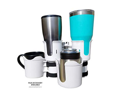 ROBOCUP Plus, (White), Add-On Accessory XL Extension Cup Holder, Larger Drink Capacity, Perfect for Boats, Golf Carts, Walkers, Wheelchairs and Work. Made in USA (Includes 1) - color: White