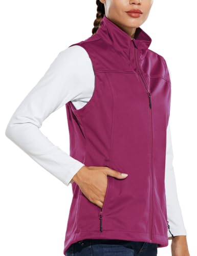 baleaf Women's Lightweight Running Vest Sleeveless Softshell Jacket - color: Rouge, size: Large