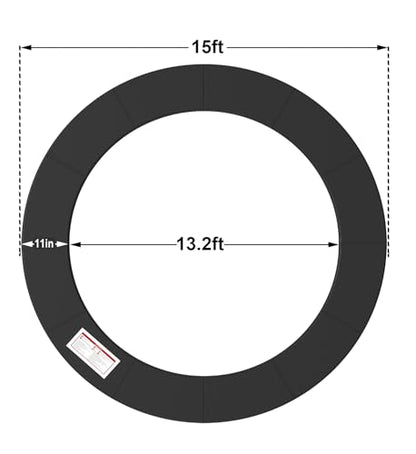 LANGXUN Universal Trampoline Repalcement Safety Pad, 8ft 10ft 12ft 14ft 15ft 16ft Waterproof Surround Spring Foam Cover for Round Frame - color: Black, size: 15ft
