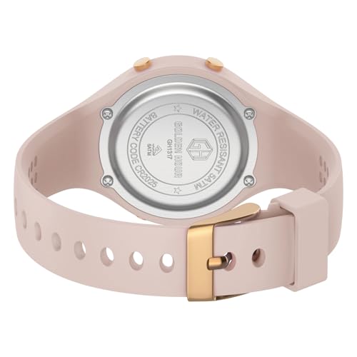 GOLDEN HOUR Waterproof Sport Women's Digital Chronograph Silicone Strap Watch - color: Rose Gold/Pink Sand