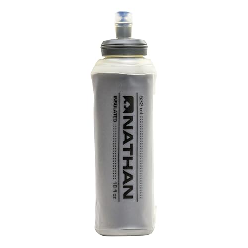 Nathan Insulated Soft Flask, Soft Flask Running Bottle, Hydration Insulated Water Bottle for Hiking, Walking, Exercise, Fits in Vests, 18oz - size: 18oz Insulated