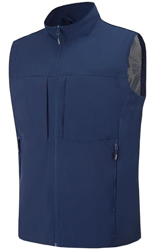 Men's Lightweight Outerwear Vest Softshell Sleeveless Jacket - color: Blue, size: Medium