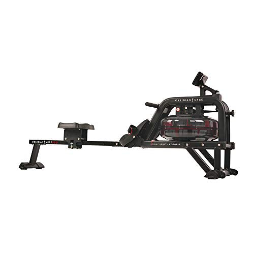 Sunny Health & Fitness Premium Water Rower w/Intensive Dynamic Real-Time Resistance, 300 LB Capacity Flip-able Rowing Machine for Home Training, Optional Free SunnyFit App Connection - color: Matte Black