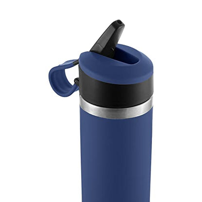 COOL GEAR 2 Pack System Pivot 22oz Stainless Steel Water Bottle | Silicone Tension Strap Water Bottle - Papaya/Blue - color: Papaya/Blue