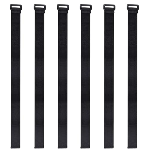 Azarxis Cinch Straps with Heavy Duty Buckle Reusable Durable Hook and Loop Elastic Webbing for Fastening Extension Cords Ropes Hoses Securing Garage Storage (19.7" Length - 1" Width - 6 PCS)
