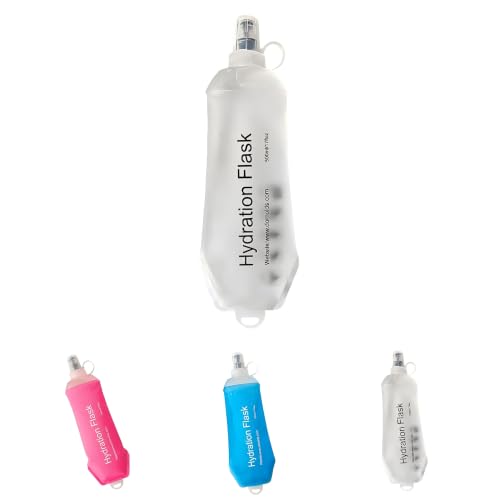 Collapsible TPU Soft Water Flask, BPA Free Lightweight Reusable Portable Water Bottle, Foldable Hydration Flask for Running Hiking Cycling Marathon Outdoor Activities (transparent) - color: transparent