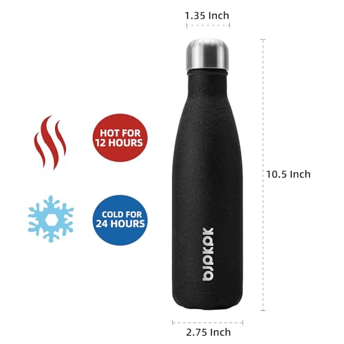 BJPKPK 17 oz Small Insulated Water Bottle, Stainless Steel, Leak Proof - color: Glitter Black, size: 17 Ounces