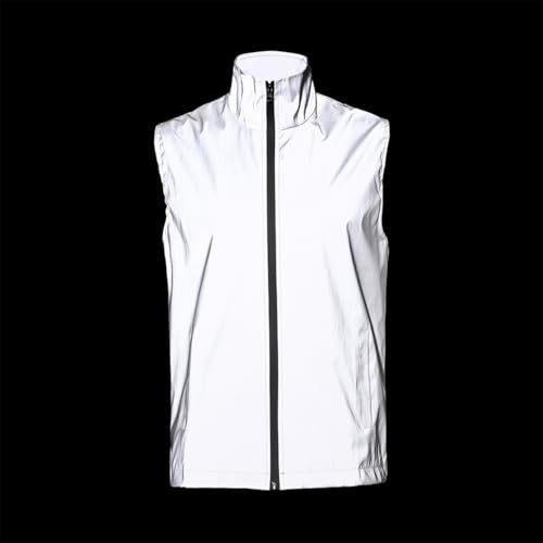 Men's Four Seasons Can Be Used for Outdoor Night Running, Cycling, Night Shiny Vest Couple Sleeveless Jacket - size: Medium